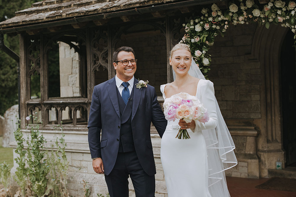 Harriet in Suzanne Neville Amber for an elegant garden party