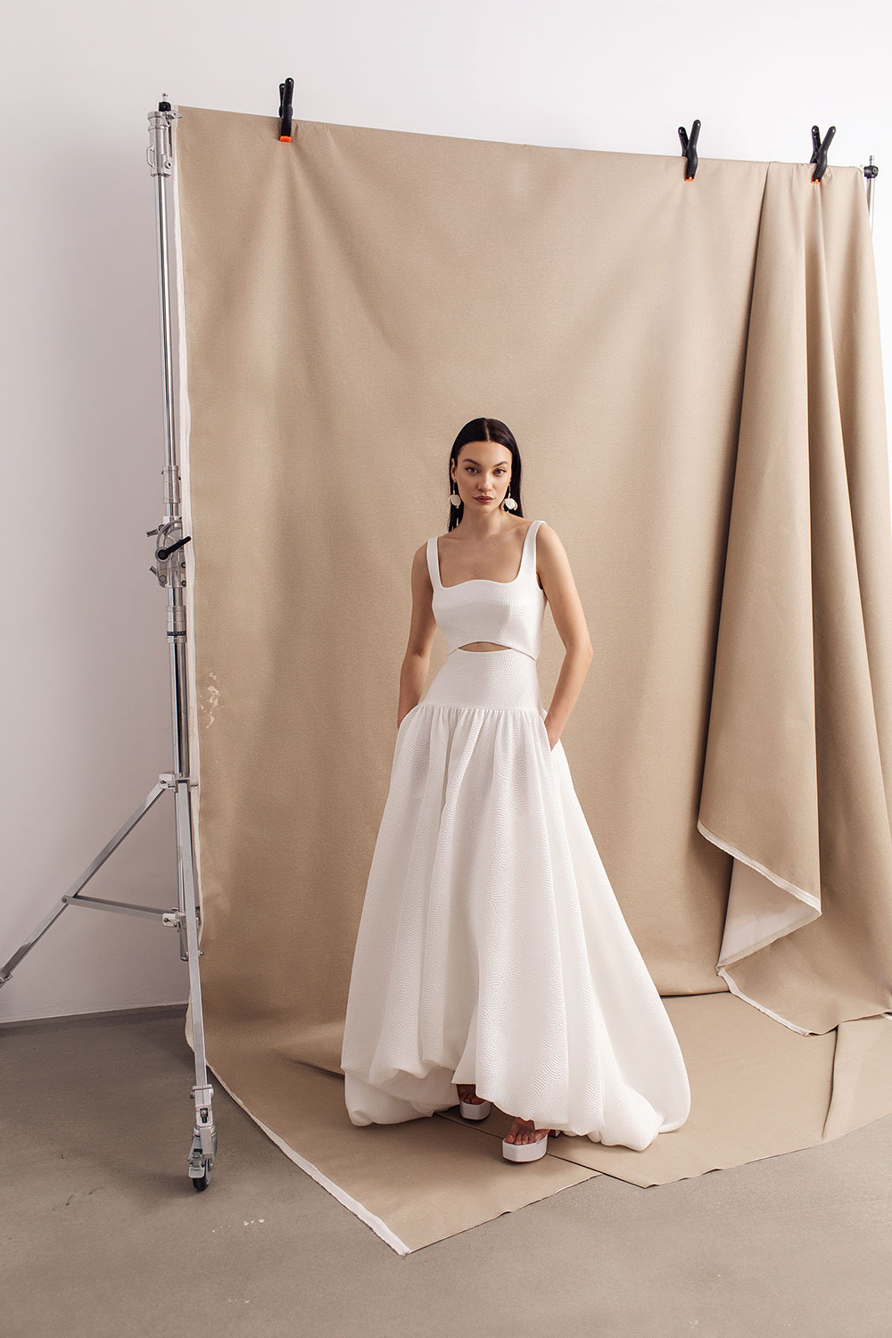 Viola modern bubble hem wedding dress from Divine Atelier