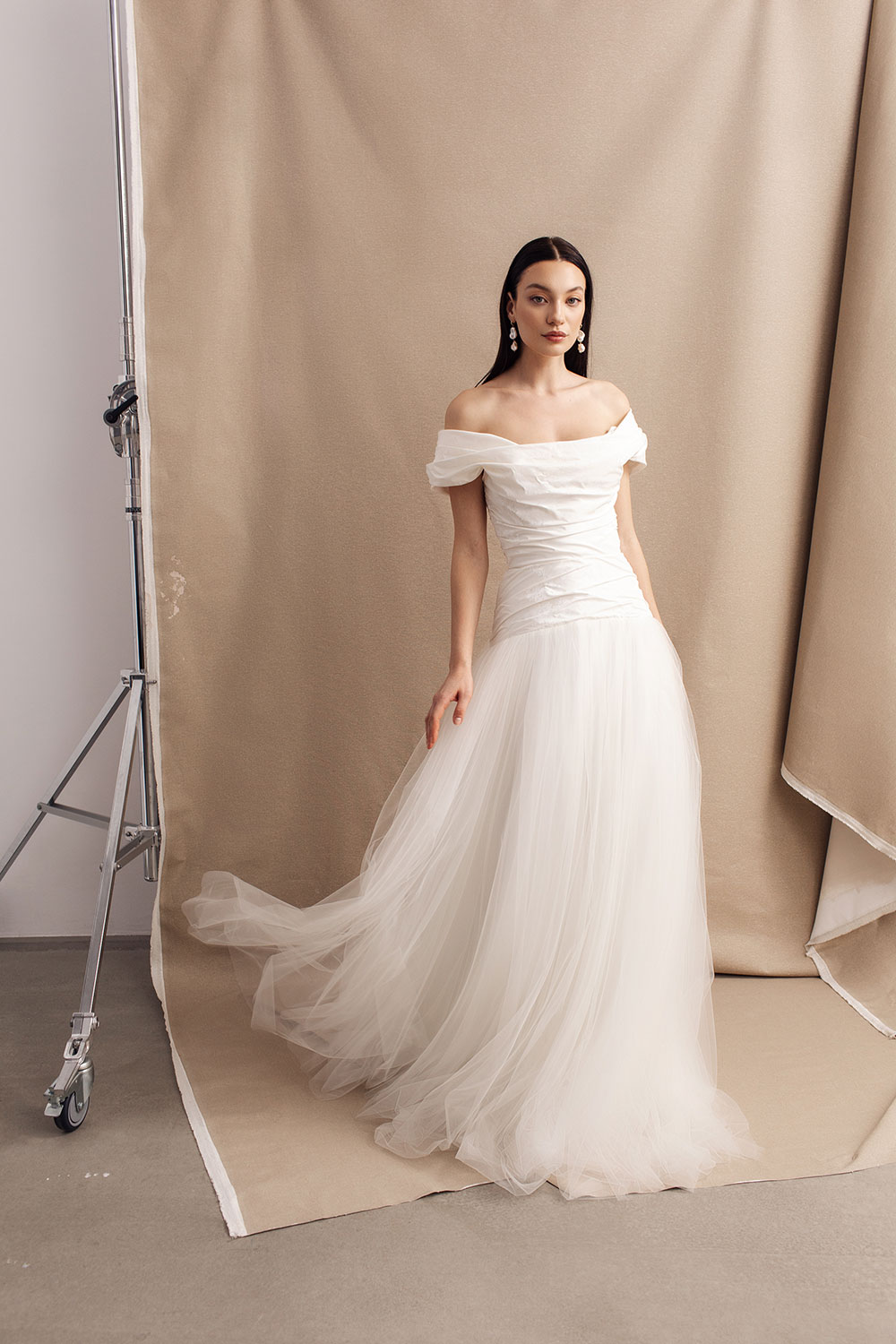 Yolanda off-the-shoulder wedding dress from Divine Atelier