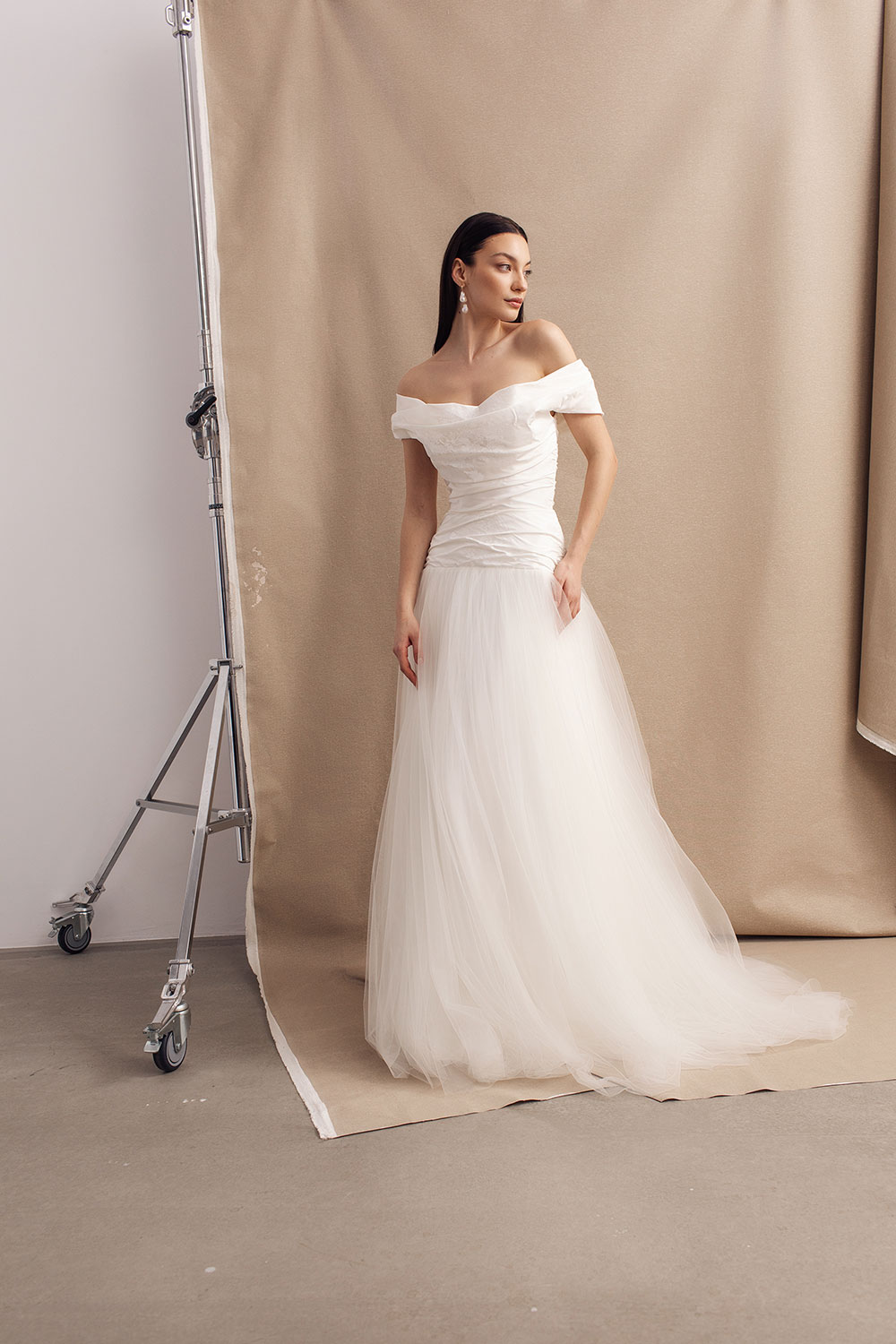 Yolanda off-the-shoulder wedding dress from Divine Atelier