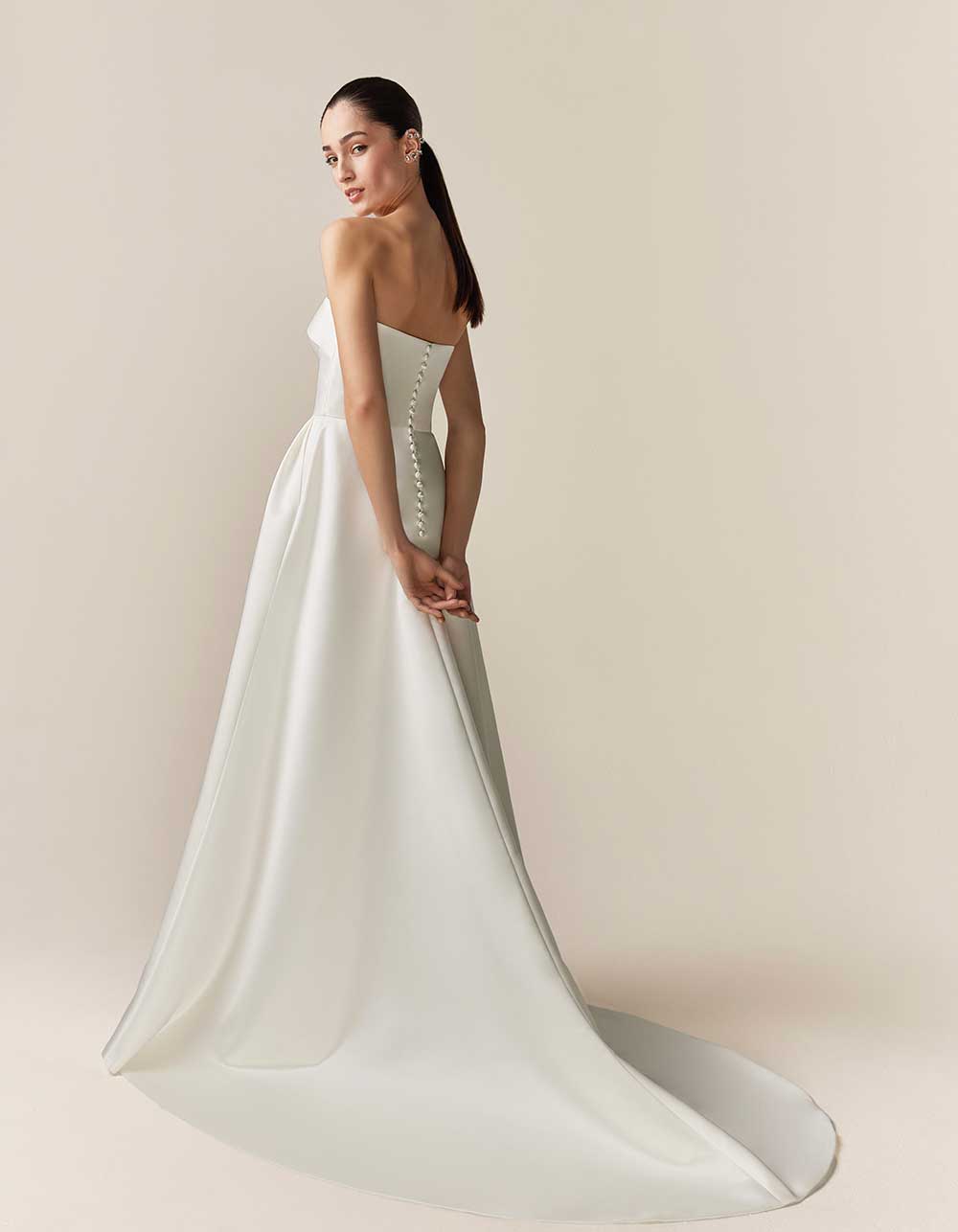 Jesus Peiro 2518 strapless wedding dress with dotty cape